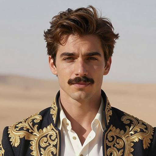 Young Man in Ornate Embroidered Jacket Portrait