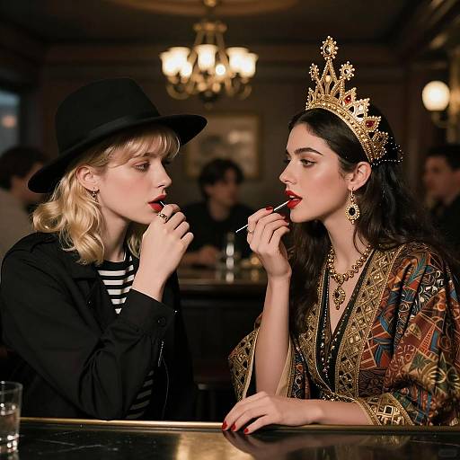 Intimate Moment in a Dimly Lit Bar