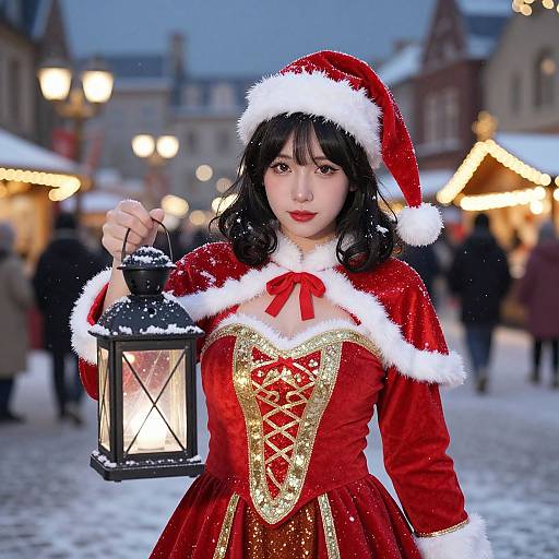 Festive Santa's Helper in Snowy Town