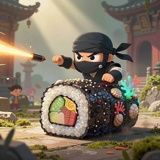 Bioluminescent Sushi Roll Samurai Adventure