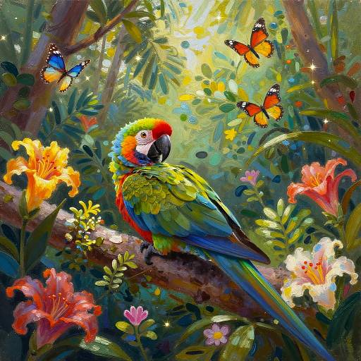 Vibrant Parrot Minstrel in Jungle