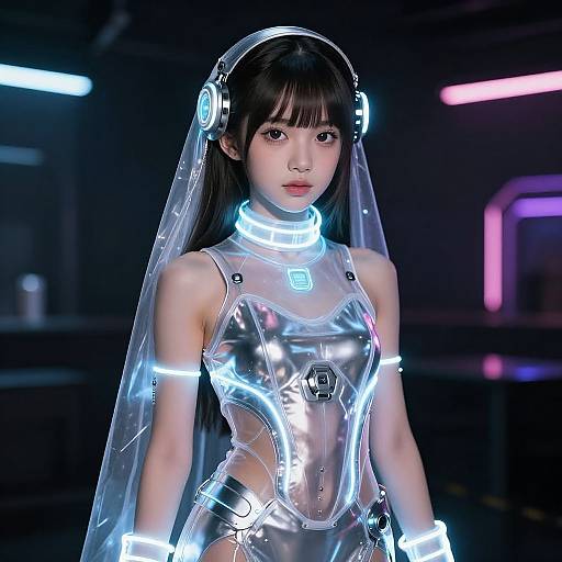 Futuristic Arabian Girl in Nightclub