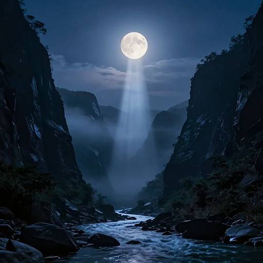 Moonlit Misty Canyon Serenity