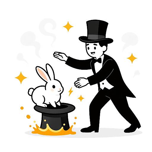 Comic Magician with Rabbit and Juice
