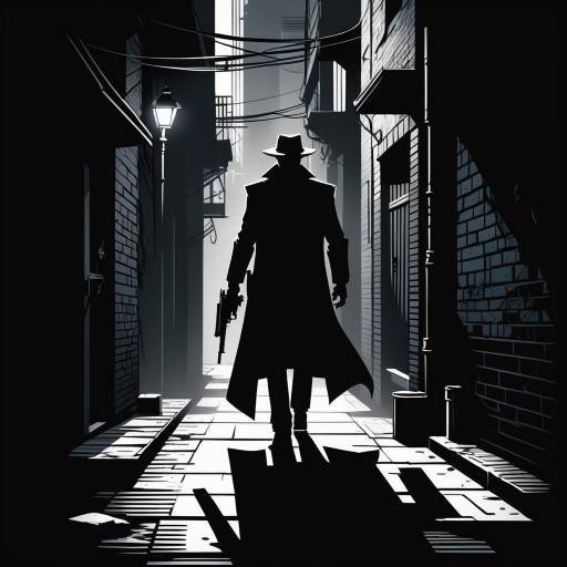 Shadowy Assassin in Noir Alleyway Shadowy Assassin in Noir Alleyway