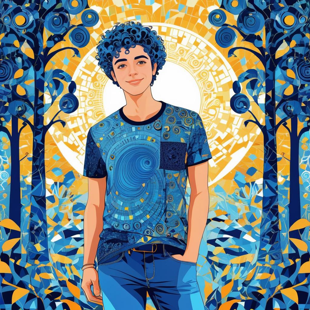 Charming Young Man in Vibrant Graphics