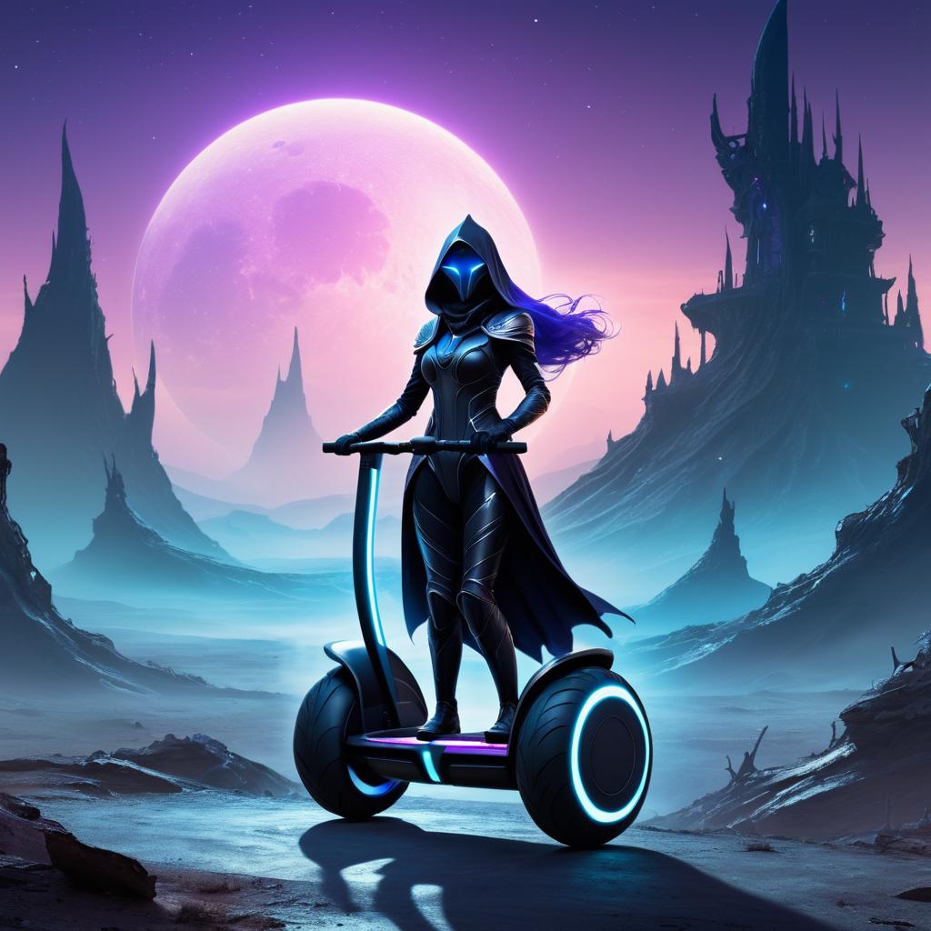 Sorceress on Segway in Alien Twilight