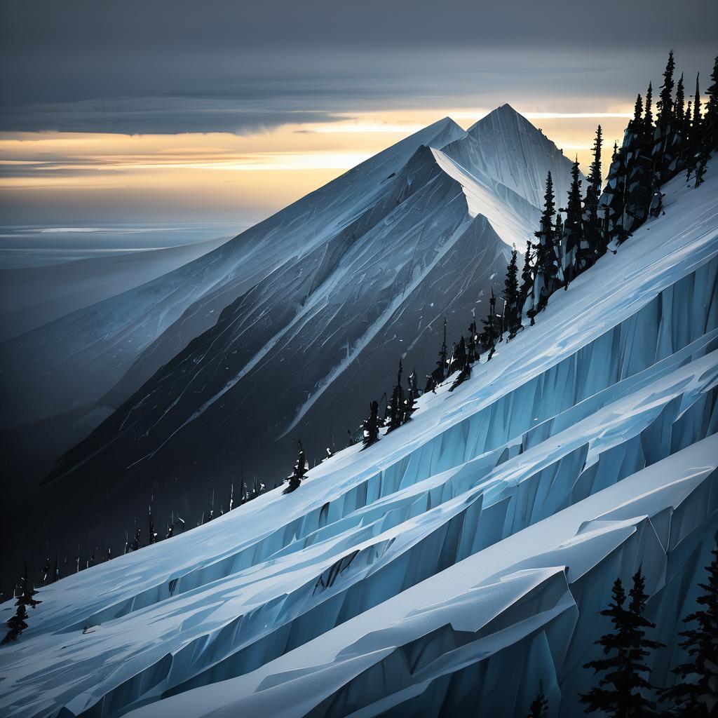 Dramatic Boreal Ice Ridge Landscape