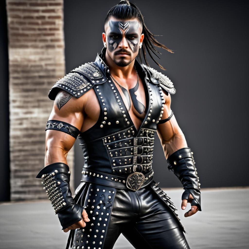 Muscular Warrior in Studded Leather Vest