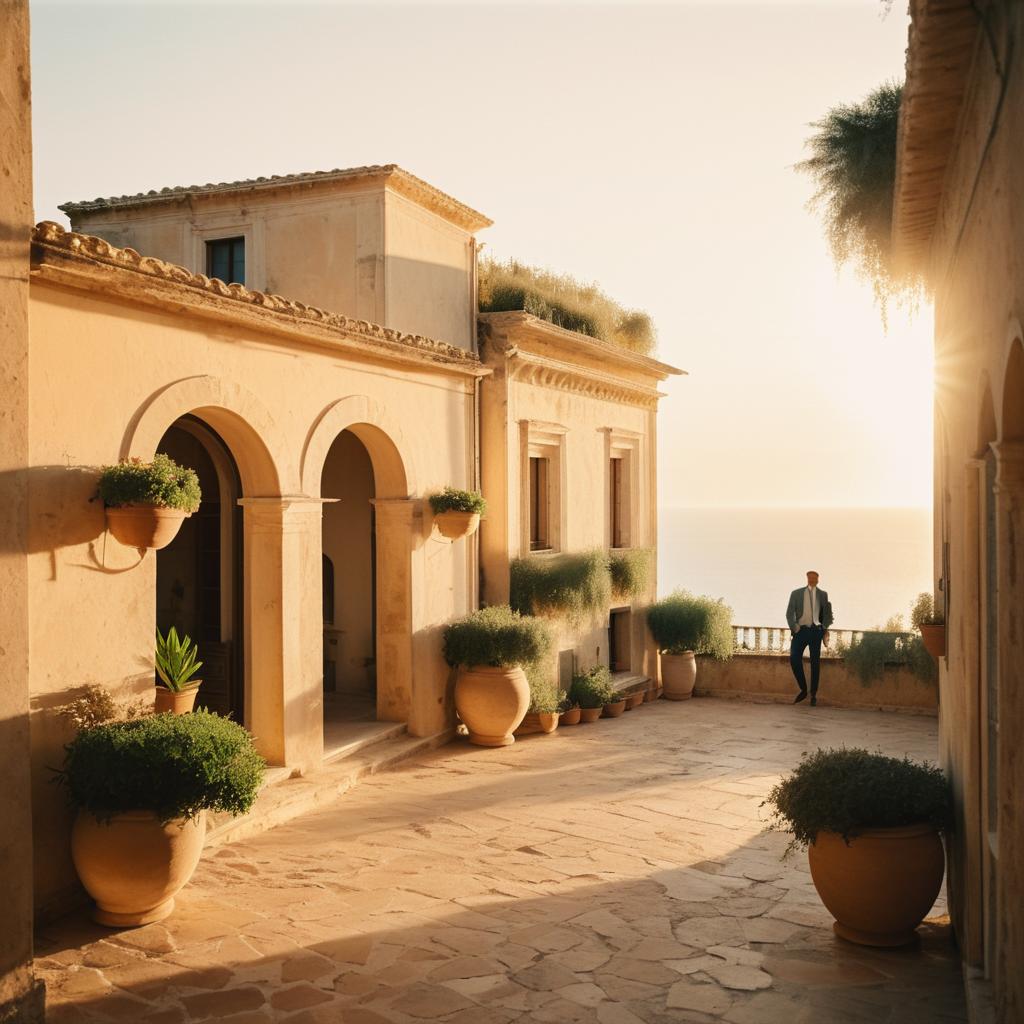 Rustic Sunset at Sicilian Villa Courtyard