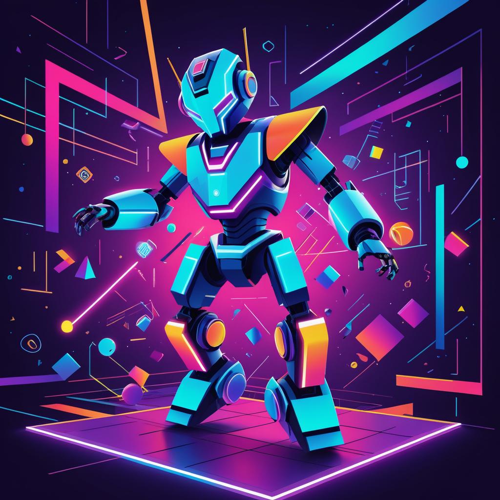 Dancing Robot Party in Neon Style