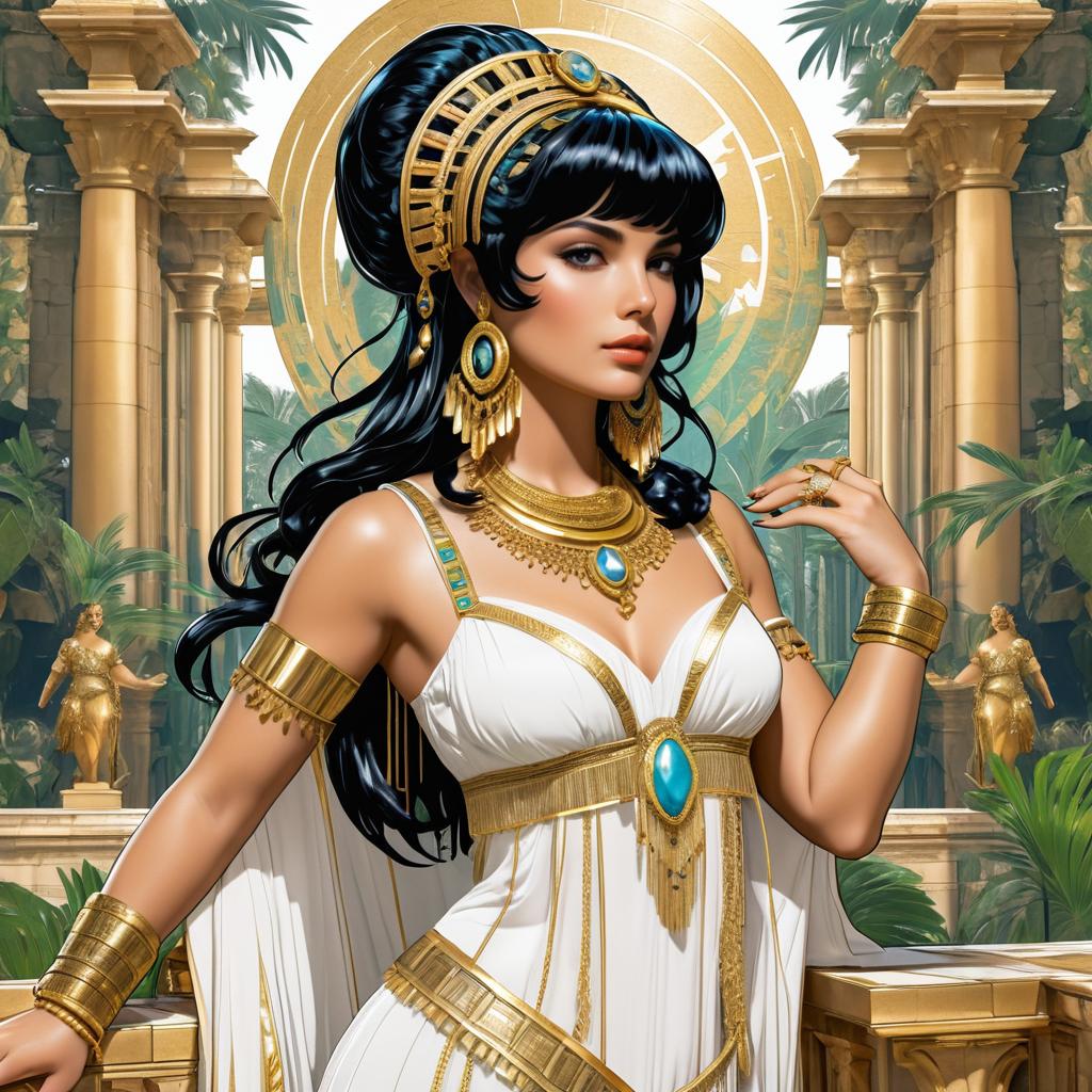 Cleopatra in Rococo Style Illustration