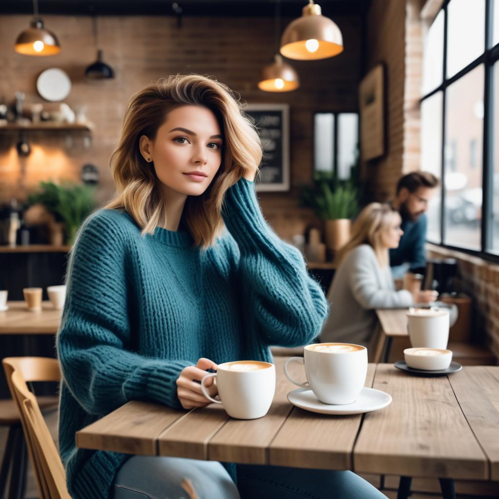 Hipster Mom in Trendy Café Setting