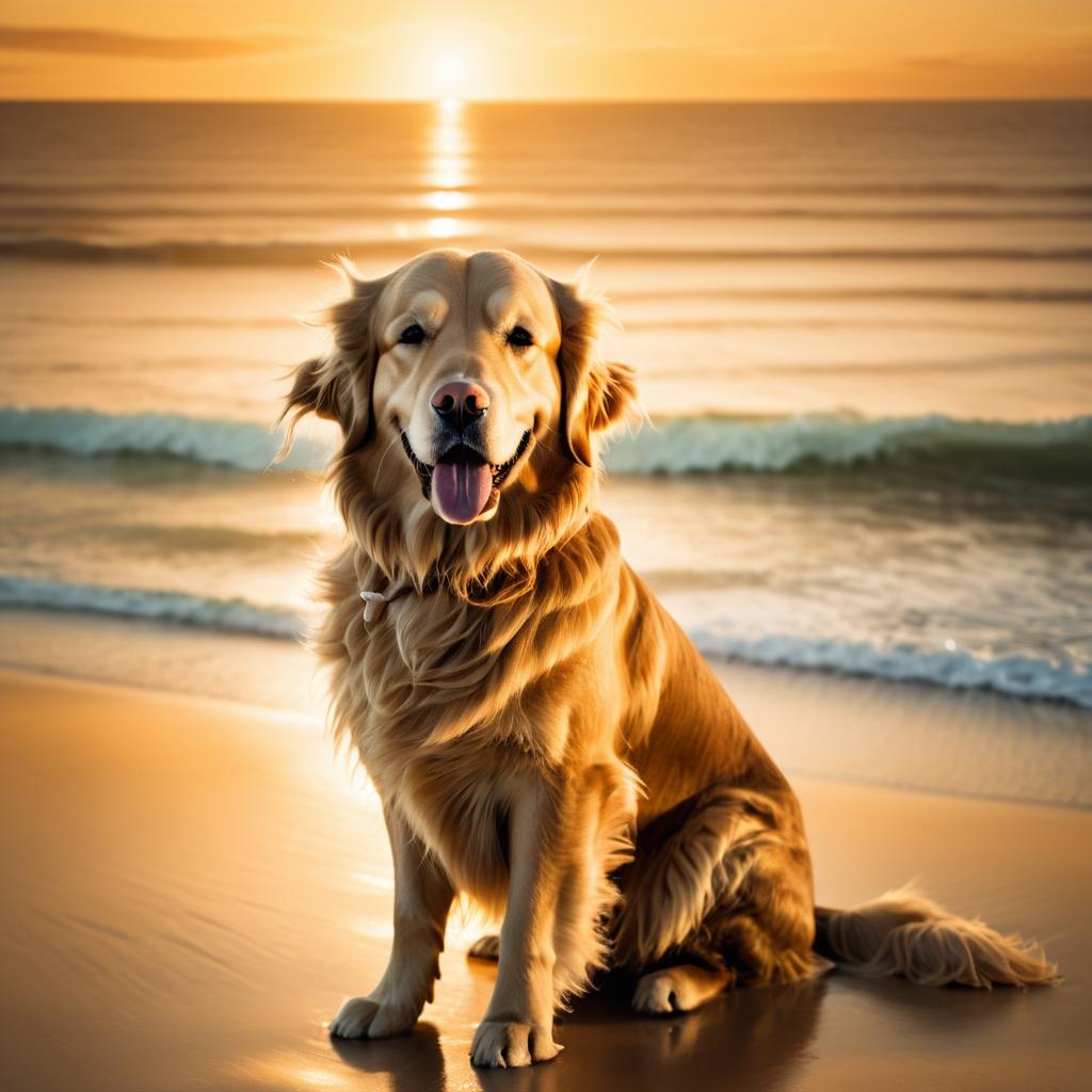 Cinematic Glamour: Golden Retriever at Sunset