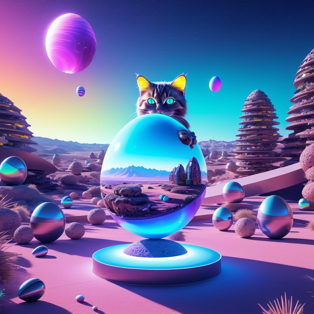 Futuristic VR Cat with Spectrum Egg