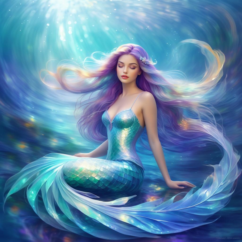 Serene Mermaid in Impressionistic Style