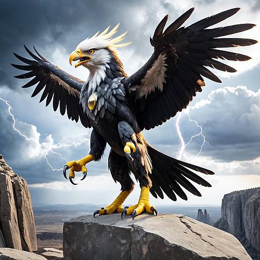 Majestic Lightning Eagle on Rocky Cliff