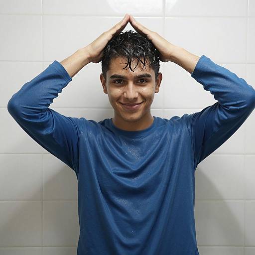 Young Man with Wet Hair Smiling