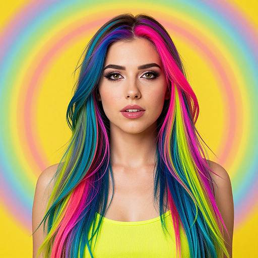 Neon Psychedelic Woman Portrait