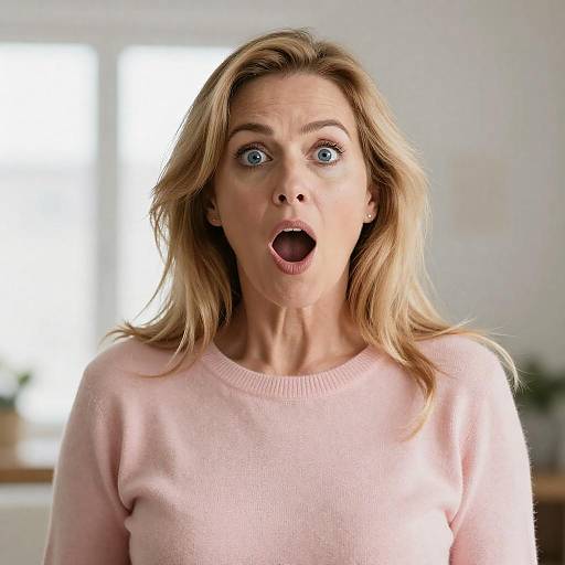 Surprised Middle-Aged Blonde Woman Portrait
