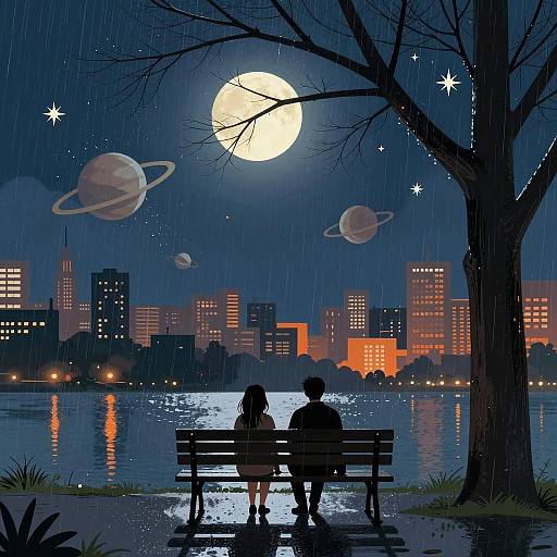 Serene Rainy Night in the City