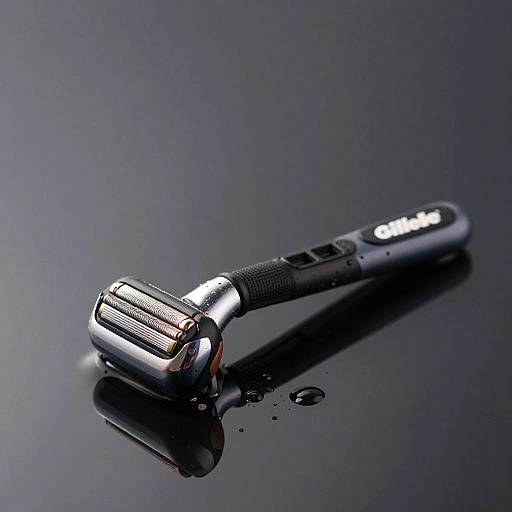 Gillette Razor Macro with Water Droplets