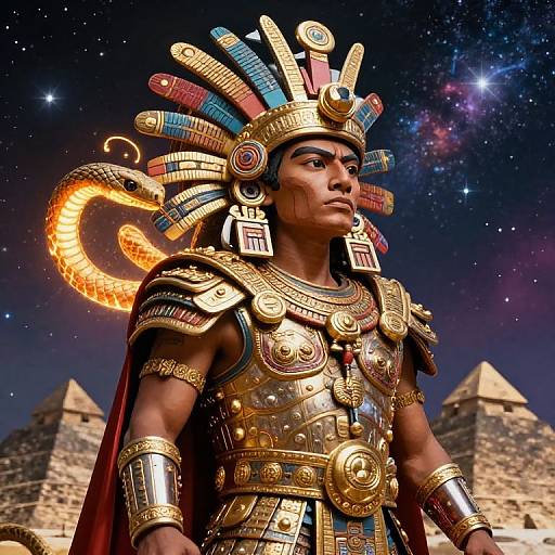 Mystical Aztec Motecuhzoma Portrait