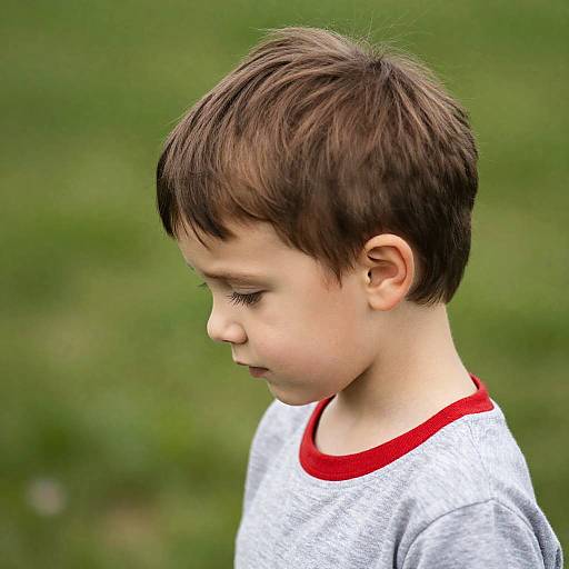 Young Boy Outdoors in Profile View