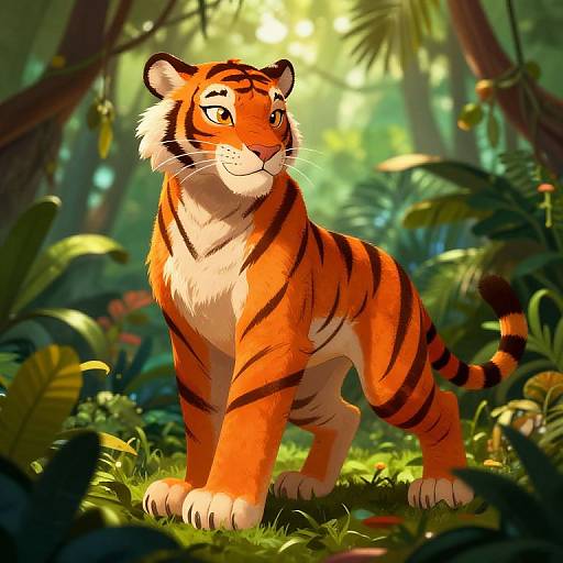 Anthropomorphic Female Tiger in Jungle