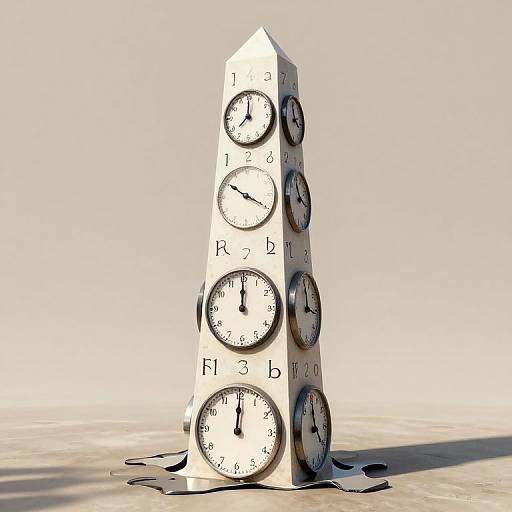 Surreal Obelisk of Melting Clocks
