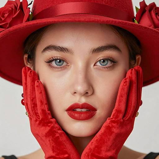 Striking Close-Up of a Woman in Red
