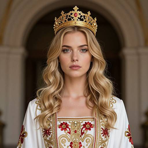 Regal Blonde Woman in Ornate Crown