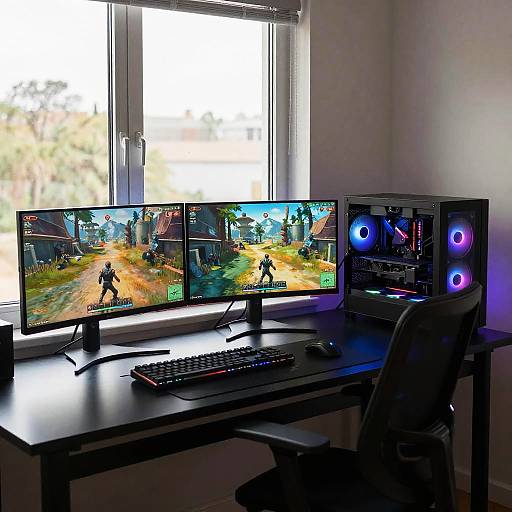 Modern RGB Gaming Setup by Window