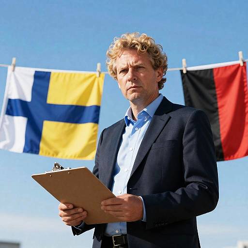 Serious Middle-Aged Man in Dark Suit