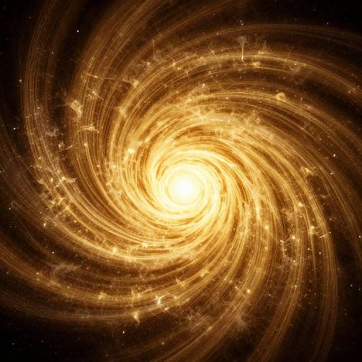 Radiant Golden Spiral in Cosmic Tunnel