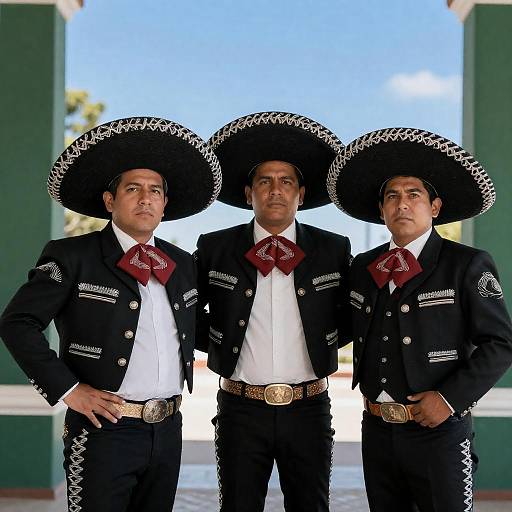 Men in Charro Suits Against Blue Sky