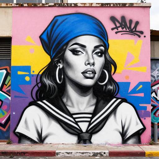 Vibrant Digital Graffiti Woman Portrait