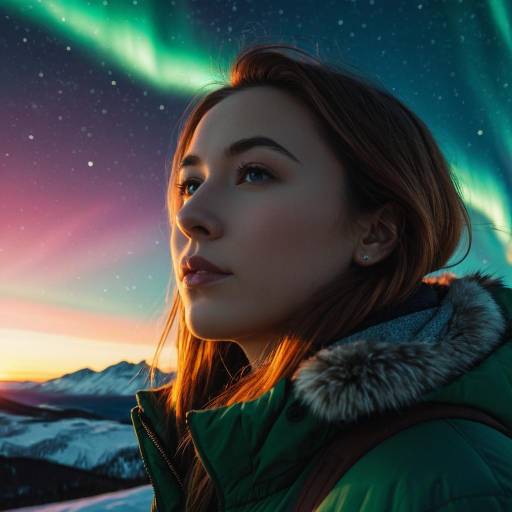 Stunning Sunset and Northern Lights Portrait