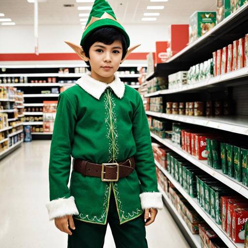 Boy in Elf Costume in Grocery Store