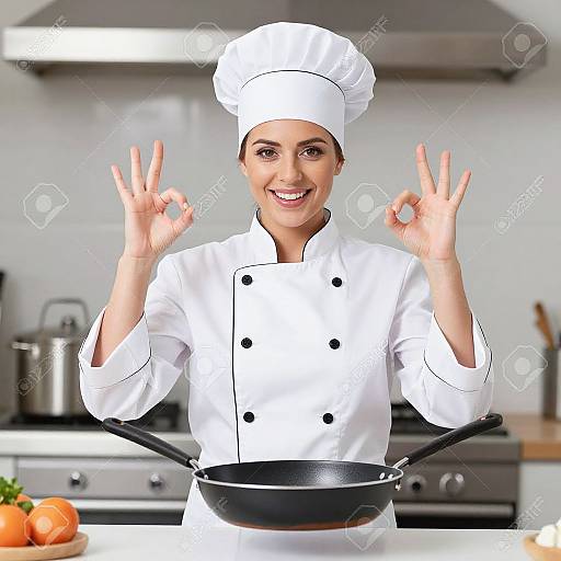 Chef Woman Showing OK Sign