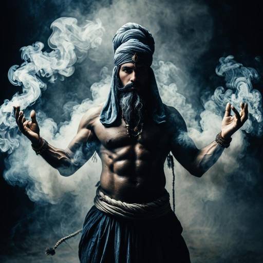 Mystical Djinn Surrounded by Enchanted Smoke