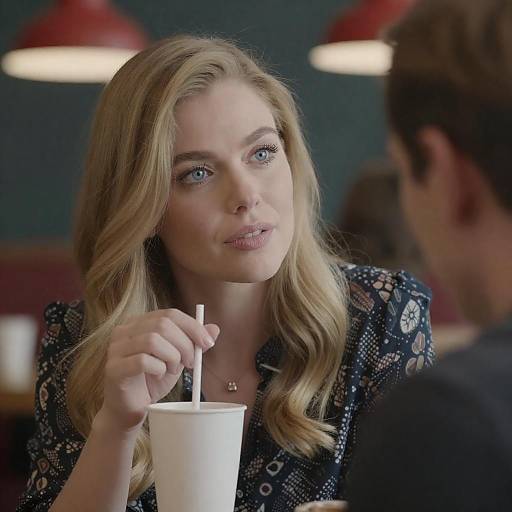 Blonde Woman with Cup in Indoor Scene