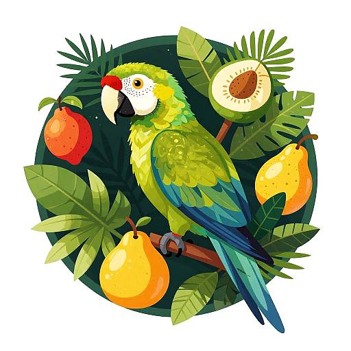 Tropical Parrot Jungle Art Logo