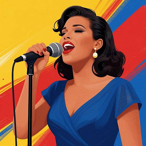 Soulful Woman Singing Vibrant Illustration