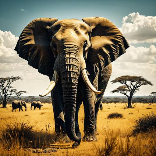 Ornate Elephant in Golden Savannah