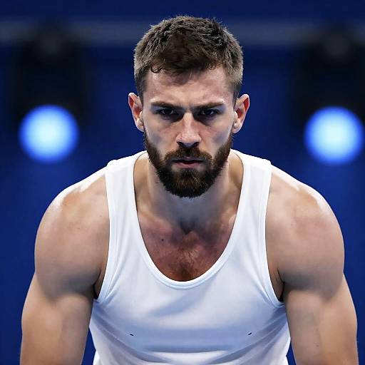 Intense Portrait of a Muscular Man