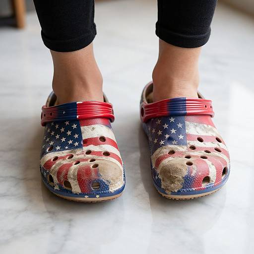 Trump Crocs with American Flag Motifs