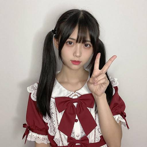 Portrait of Asian Woman in Red Dress