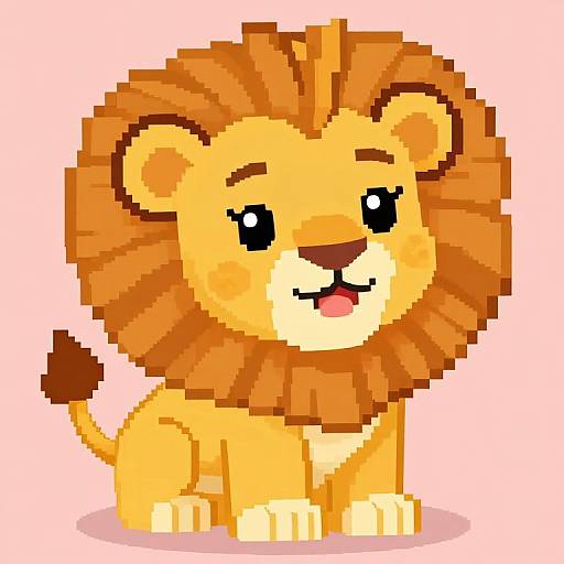 Pixel Art Golden Lion Cub
