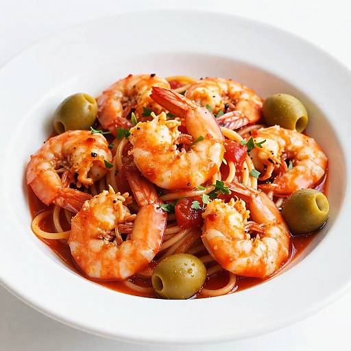 Close-up Shrimp Pasta Dish